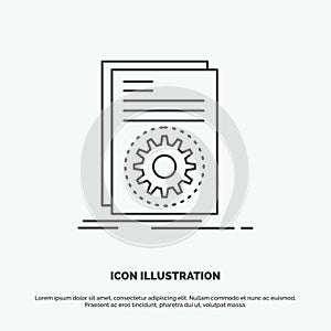 Code, executable, file, running, script Icon. Line vector gray symbol for UI and UX, website or mobile application