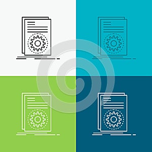 Code, executable, file, running, script Icon Over Various Background. Line style design, designed for web and app. Eps 10 vector