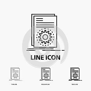 Code, executable, file, running, script Icon in Thin, Regular and Bold Line Style. Vector illustration