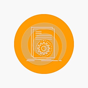 Code, executable, file, running, script White Line Icon in Circle background. vector icon illustration