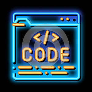 Code File Computer System neon glow icon illustration