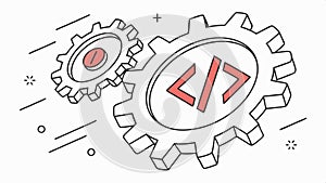 Code in gear, programming technology design element vector design Generative AI