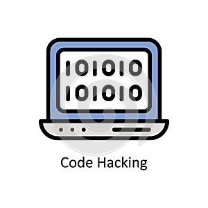 Code Hacking vector Filled outline icon style illustration. EPS 10 File