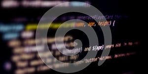 Code, HTML, php web programming source code. Abstract code background.Computer Code HTML.Programming code background, software