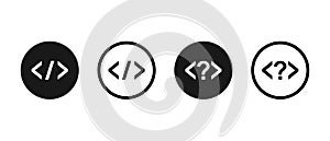 Code html vector icon set. Program coding sign in circle