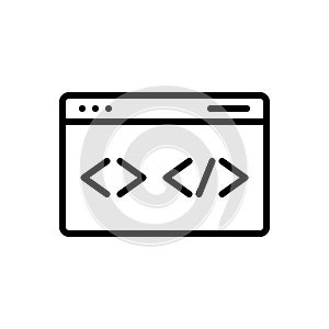 Black line icon for Code, computer and digital