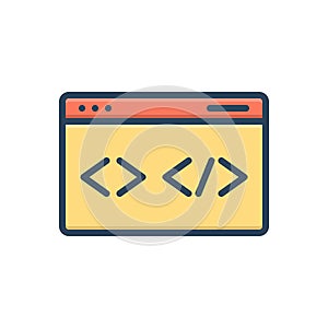 Color illustration icon for Code, app and technical