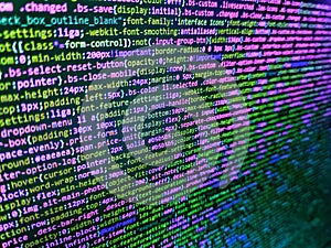Code of javascript language on white background. Data encryption security code on a computer display. Abstract modern virtual