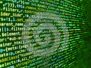 Code of javascript language on white background. Failure in the program, blue screen, programming. Python programming developer