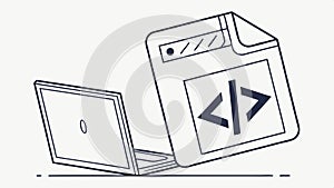 Code on laptop screen, programming work, software development, coding project, tech work, digital code vector design Generative AI