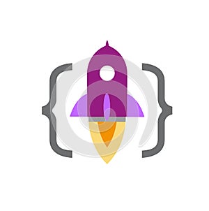 Code launch rocket logo vector symbol icon