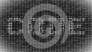 CODE - lettering in white as part of a binary code screen consisting of gray digits on a black background with a blurred border