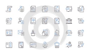 Code line icons collection. Programming, Syntax, Debugging, Algorithms, Efficiency, Optimization, Development vector and