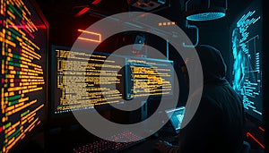 Code lines on computer screen, programming language, software development, Stock Photo, Generative AI
