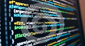 Close Up Code Lines Software Development Computer Programming Screen Display