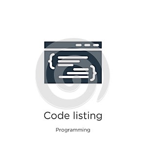 Code listing icon vector. Trendy flat code listing icon from programming collection isolated on white background. Vector