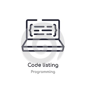 code listing outline icon. isolated line vector illustration from programming collection. editable thin stroke code listing icon