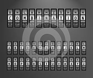 Code Lock Alphabet. Vertical Rotating Discs for Combination Lock With Black Letters