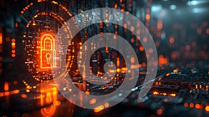 Code matrix secured by encryptionâs lock.