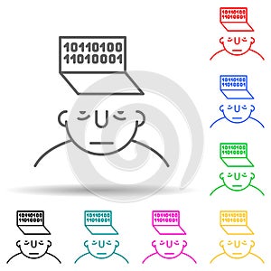 code on mind multi color style icon. Simple thin line, outline vector of what is in your mind icons for ui and ux, website or