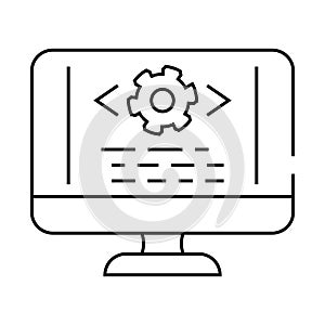 code optimization analyst line icon vector illustration