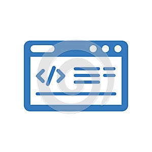 Code optimization, coding icon / blue color