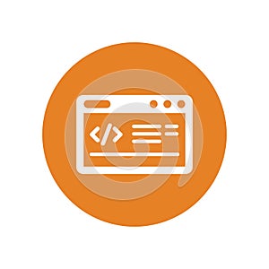 Code optimization, coding icon / orange color