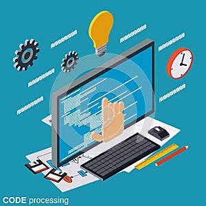Code processing, program coding, algorithm optimization vector concept