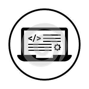 Code, programming icon. black vector graphics