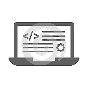 Code, programming icon. Gray vector graphics