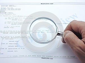 Code review of computer source code photo