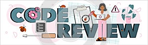 Code review concept set. Application or website code testing.