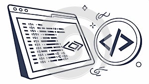Code screen icon, programming interface and software development vector design Generative AI