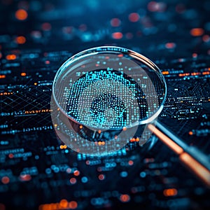 Code scrutiny Biometrics authentication technology viewed through a magnifying glass
