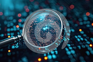 Code scrutiny Biometrics authentication technology viewed through a magnifying glass