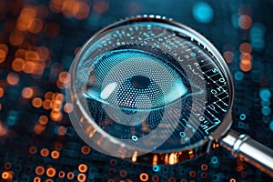 Code scrutiny Biometrics authentication technology viewed through a magnifying glass