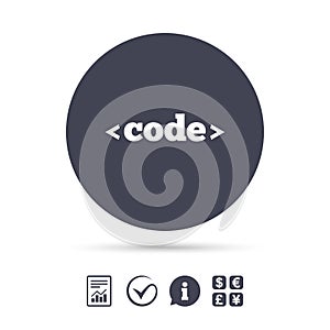 Code sign icon. Programming language symbol.