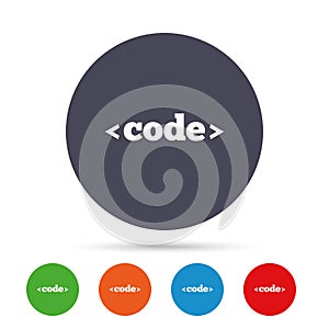 Code sign icon. Programming language symbol.