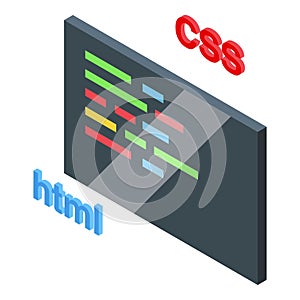 Code site optimization icon isometric vector. Responsive web design
