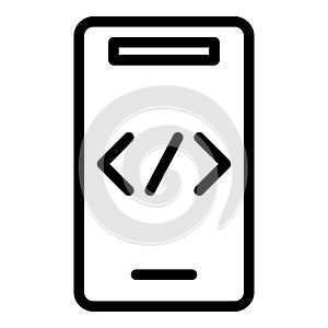Code smartphone icon outline vector. Cms development
