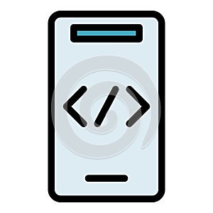 Code smartphone icon vector flat