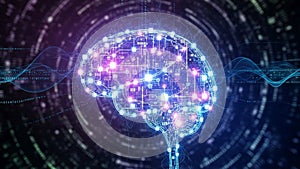 Code and swirling patterns enhancing the futuristic and technological