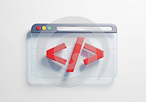 Code symbol browser window web development programming concept icon