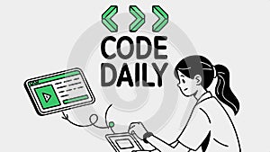Code Daily text with programmer, coding and tech design vector design Generative AI