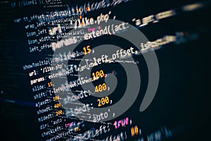 Code text written and created entirely by myself. Abstract computer programming code script