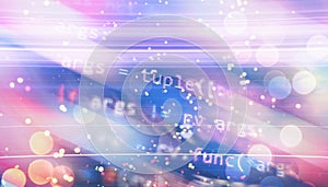 Software developer programming code. Abstract computer script code. Selective focus