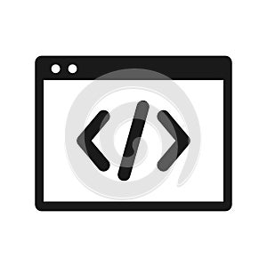 Code window vector icon, Coding symbol. Programming, code, application icon
