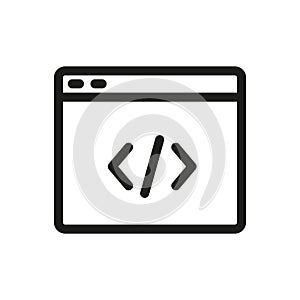 Code window vector icon, Coding symbol. Programming, code, application icon