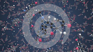 Codeine molecule. Ball-and-stick molecular model. Chemistry related looping 3d animation