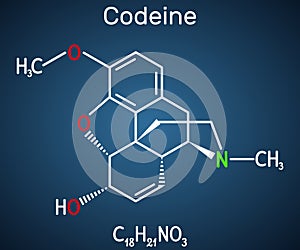 Codeine, opioid analgesic molecule. It is used as a central analgesic, sedative, hypnotic, antinociceptive, antiperistaltic agent